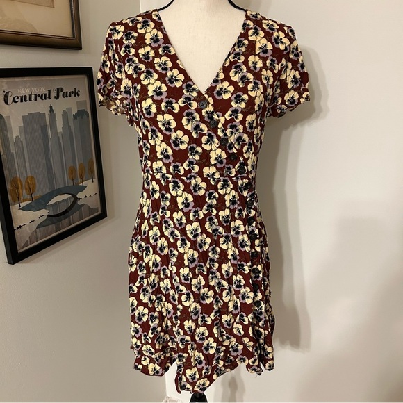 Madewell Maroon and White Floral Sundress SZ 10 - Picture 1 of 3